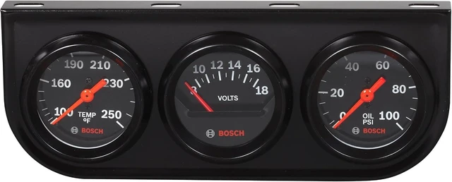 Main image of SP0F000054 Style Line 2" Triple Gauge Kit Kit - Clean Easy to Read Look with Black Dial Face and Black Bezel