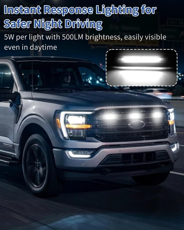 Alt view image 5 of 7 - LED Front Grill Light for 2024 2025 2026 Ford F150 XLT, White