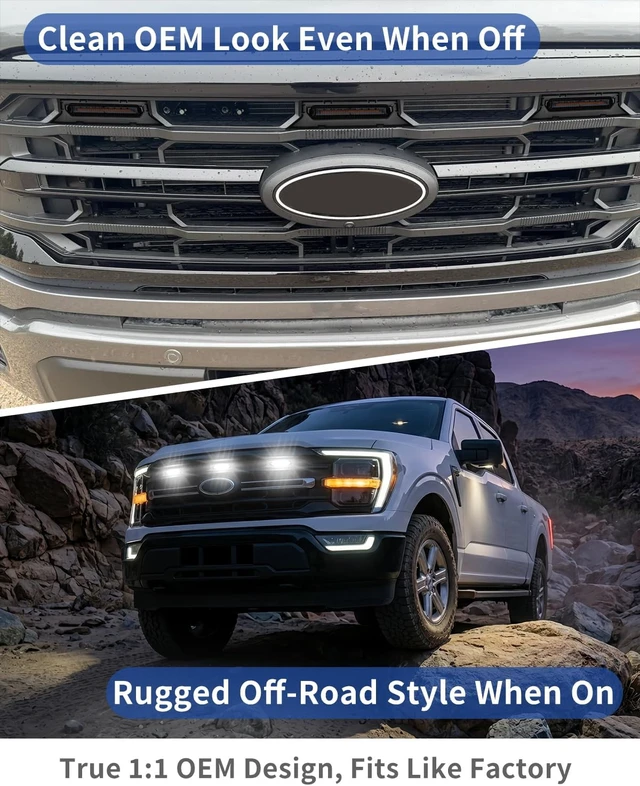 Alt view image 6 of 7 - LED Front Grill Light for 2024 2025 2026 Ford F150 XLT, White