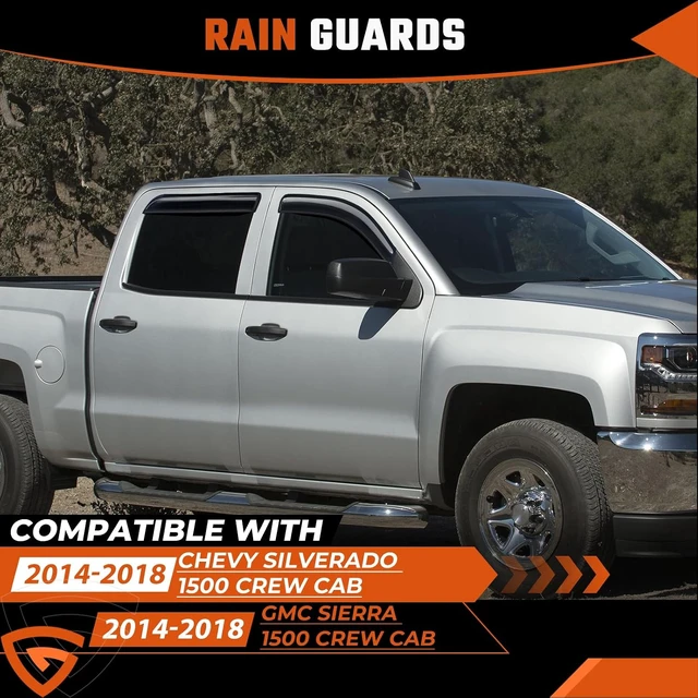 Alt view image 3 of 7 - Rain Guards Fit for Chevy Silverado/GMC Sierra 1500 Crew Cab 2014-2018 4PCS