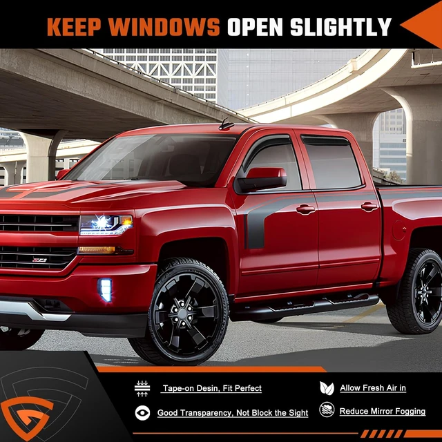 Alt view image 7 of 7 - Rain Guards Fit for Chevy Silverado/GMC Sierra 1500 Crew Cab 2014-2018 4PCS