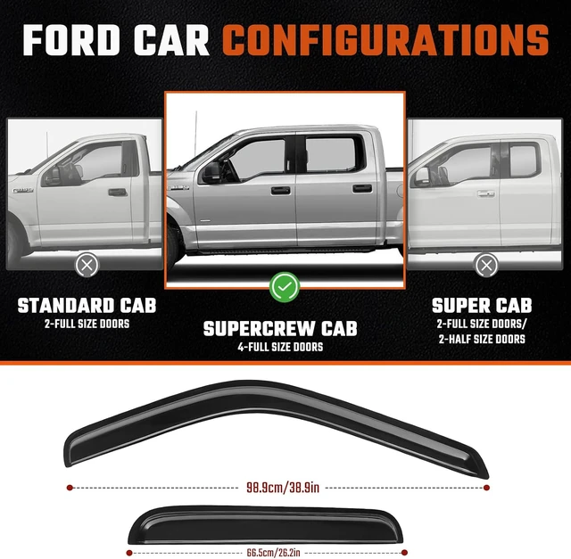 Alt view image 6 of 7 - Rain Guards Fit for Chevy Silverado/GMC Sierra 1500 Crew Cab 2014-2018 4PCS