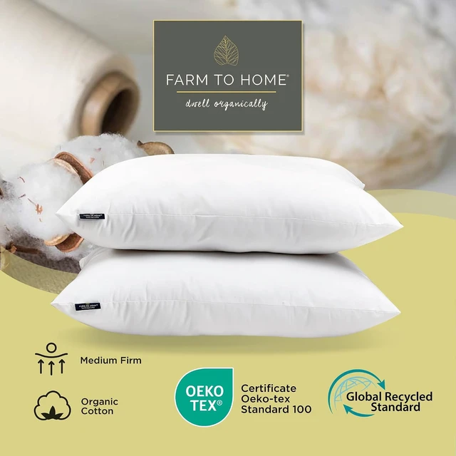 Alt view image 3 of 7 - 100% Organic Cotton Cover Bed Pillows King Size Set of 2