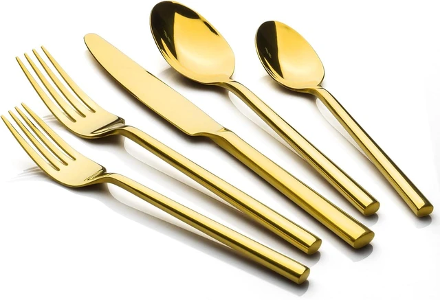 Main image of Potter Gold 20-Piece Forged Silverware Set, Service for 4, Stainless Steel Flatware Set, Modern Design with Mirror Finish, Ideal for Home, Kitchen, Party, Camping