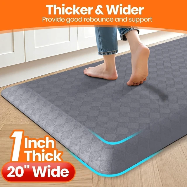 Alt view image 2 of 7 - 1" Thick Kitchen Mats for Floor, Water Resistant Floor Rug,Grey/39" x 20"