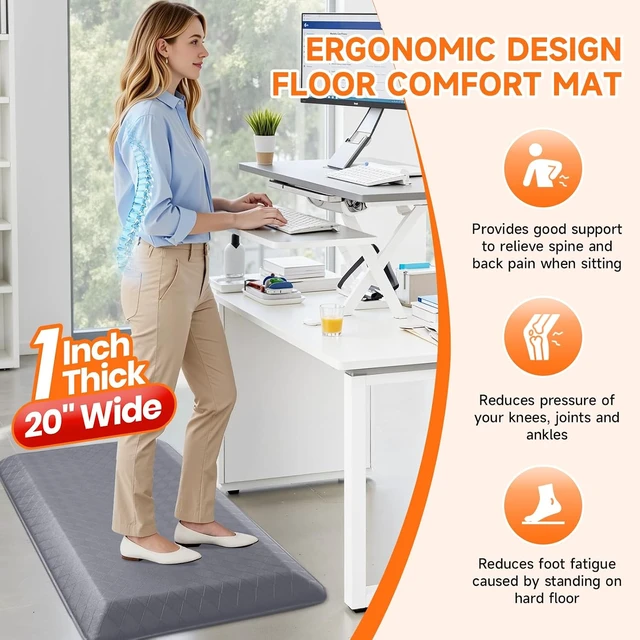Alt view image 5 of 7 - 1" Thick Kitchen Mats for Floor, Water Resistant Floor Rug,Grey/39" x 20"