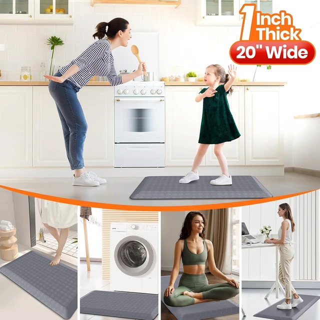 Alt view image 6 of 7 - 1" Thick Kitchen Mats for Floor, Water Resistant Floor Rug,Grey/39" x 20"