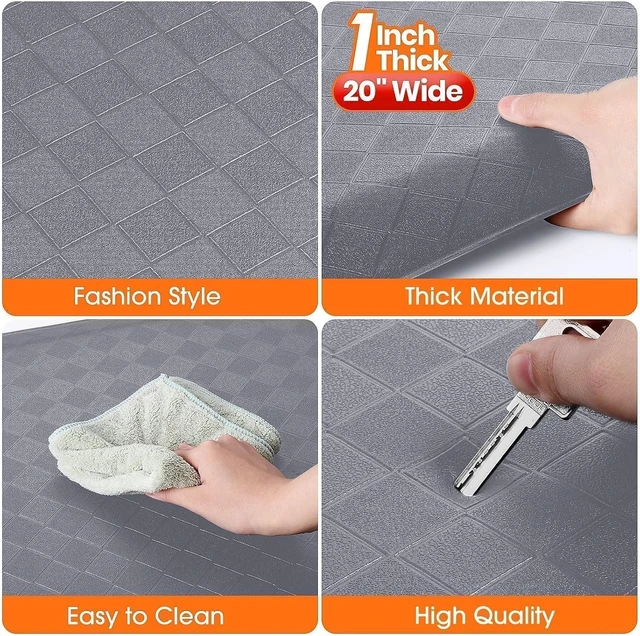 Alt view image 4 of 7 - 1" Thick Kitchen Mats for Floor, Water Resistant Floor Rug,Grey/39" x 20"