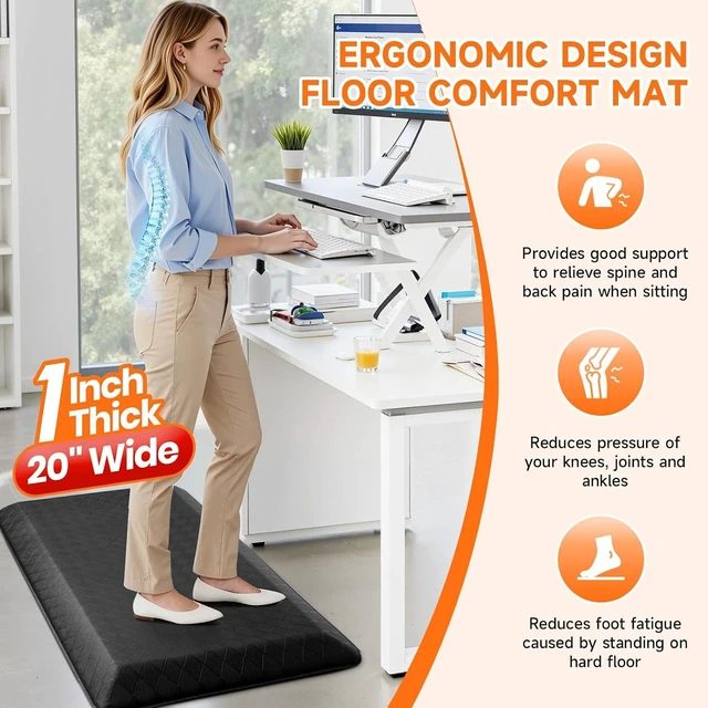 Alt view image 5 of 7 - 1" Thick Kitchen Mats for Floor, Water Resistant Floor Rug,Black/39" x 20"