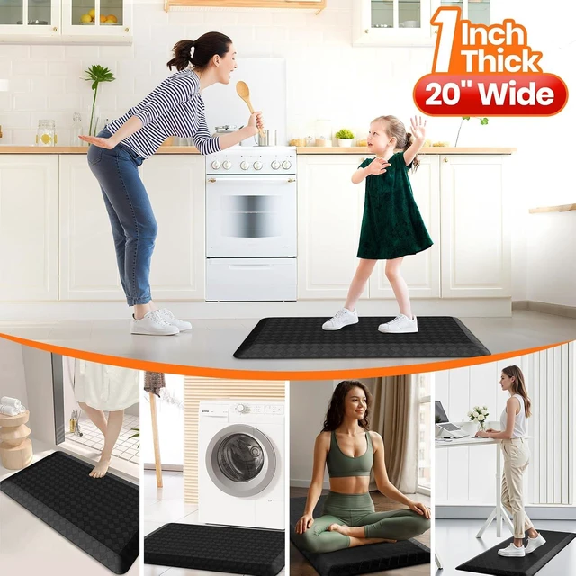 Alt view image 6 of 7 - 1" Thick Kitchen Mats for Floor, Water Resistant Floor Rug,Black/39" x 20"