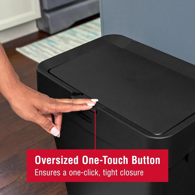 Alt view image 2 of 7 - Touch-Top Kitchen Trash Can with Lid, 12.2 Gallon, Black, Garbage Container for Home/Kitchen/Apartment/Garage