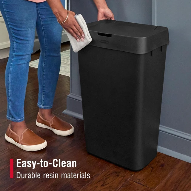 Alt view image 6 of 7 - Touch-Top Kitchen Trash Can with Lid, 12.2 Gallon, Black, Garbage Container for Home/Kitchen/Apartment/Garage