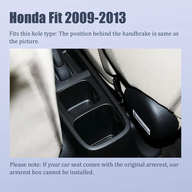 Alt view image 2 of 7 - Armrest Box for Honda Fit Jazz Hatchback 2009-2013, Black Thread