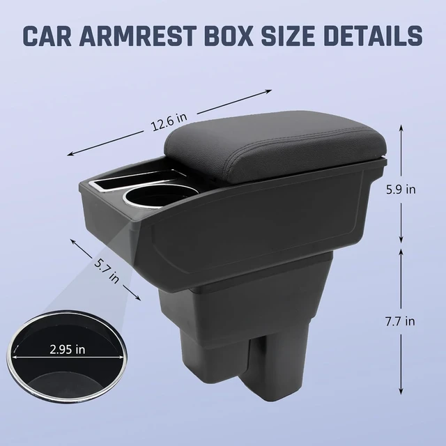 Alt view image 5 of 7 - Armrest Box for Honda Fit Jazz Hatchback 2009-2013, Black Thread
