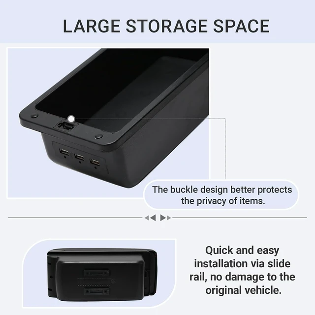 Alt view image 5 of 7 - Center Console Armrest for Nissan Versa 2020-2024,3 USB Ports