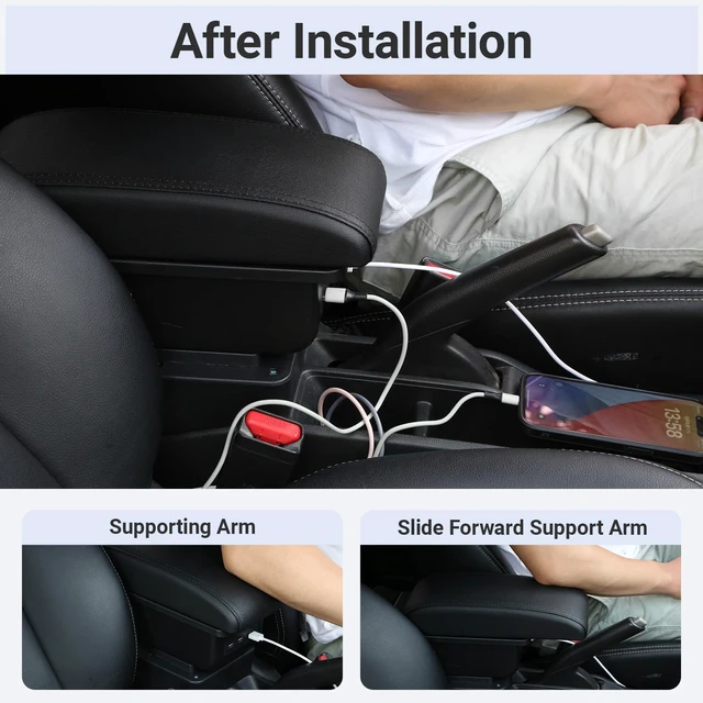 Alt view image 6 of 7 - Center Console Armrest for Nissan Versa 2020-2024,3 USB Ports