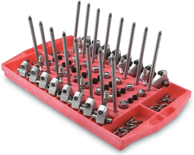 Main image of Products Valvetrain Organizer, Rocker Tray, Rocker Arms/Lifters/Pushrods/Spark Plugs, Plastic, Red, Each