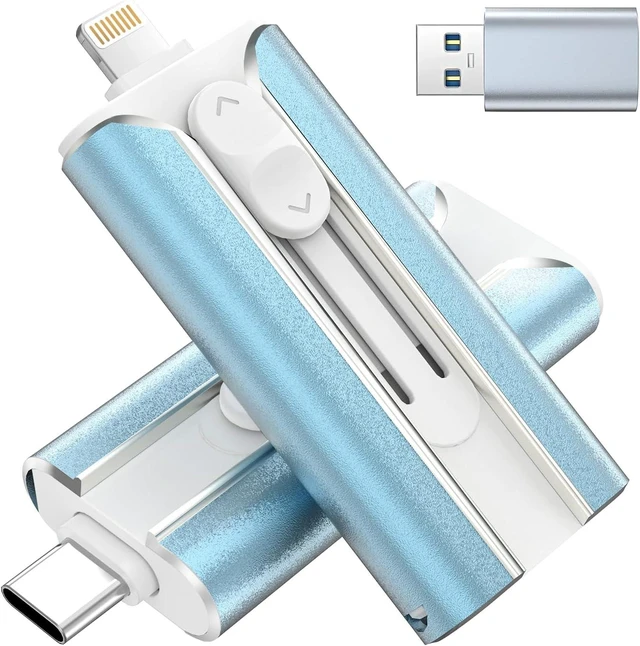 Main image of MFI Certified 512GB Flash Drive Photo Stick and USB Stick Offers Photo/Video Storage, The External Storage is Compatible with iOS, Android, and Pc,1 Pack (Blue)(Available Space: ~484GB)