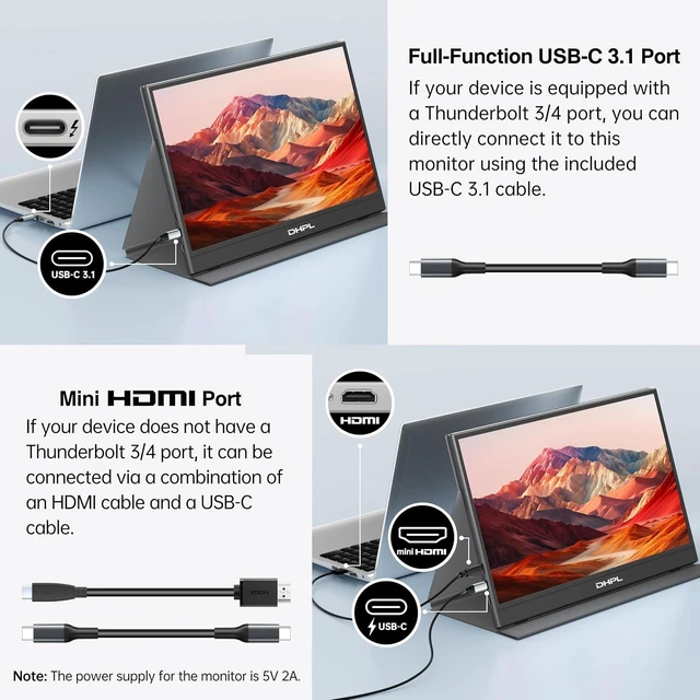 Alt view image 7 of 7 - Portable Monitor 15.6 Inch FHD 1080P IPS Screen Extender for Laptop