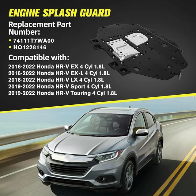 Alt view image 2 of 6 - 74111T7WA00 Front Lower Engine Splash Guard Compatible with Honda HR-V 2016 2017 2018 2019 2020 2021 2022 1.8L,Under Car Splash Shield Lower Cover Board
