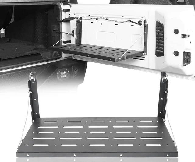 Main image of JK Wrangler Tailgate Table Metal Storage Rack Foldable Cargo Shelf for 2007-2018 Jeep Wrangler JK & Unlimited