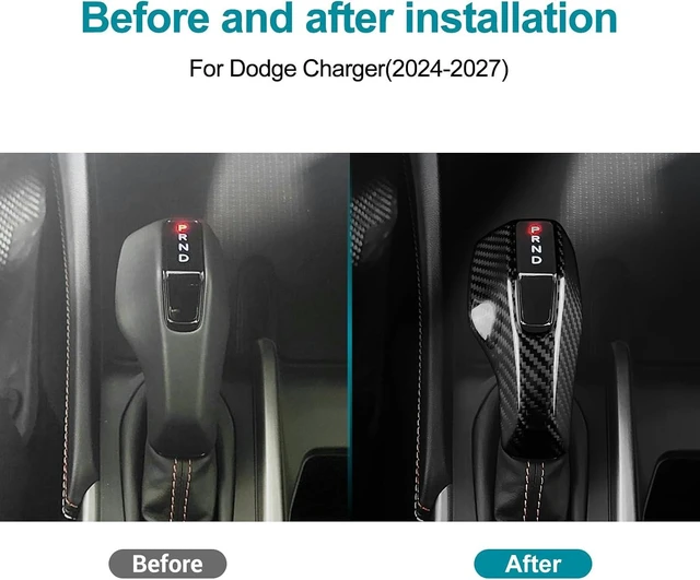 Alt view image 3 of 7 - Carbon Fiber Gear Shift Knob Cover for Dodge Charger 2024-up