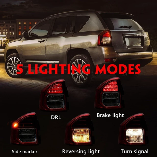 Alt view image 4 of 6 - Left Tail Light Fit for Jeep Compass 2014-2017 Taillight Driver Side LH Tail lamp Brake Lamp Assembly Replacement Accessory