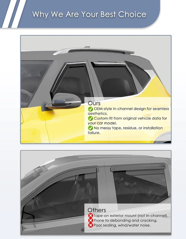 Alt view image 6 of 7 - in-Channel Window Visors Rain Guards for Kia Seltos 2021-2026