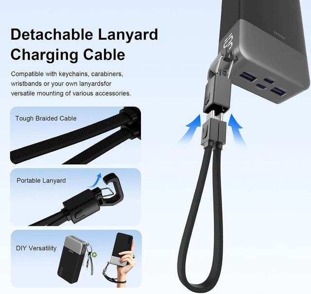 Alt view image 5 of 7 - Power Bank 90W 20000mAh Laptop Portable Charger with Detachable Cable