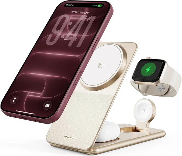 Main image of Foldable Magnetic Charger, 25W 3 in 1 Wireless Charging Station, Qi2.2 Fast Charger, Aluminum Alloy Cooling Charger Stand for iPhone18/17/16 Pro Max, Watch, AirPods(45W Adapter),Ultrathin