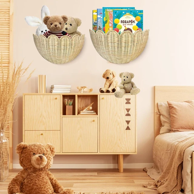 Alt view image 4 of 7 - Scalloped Wall Basket, 2pcs Hand Woven Hanging Wicker Set