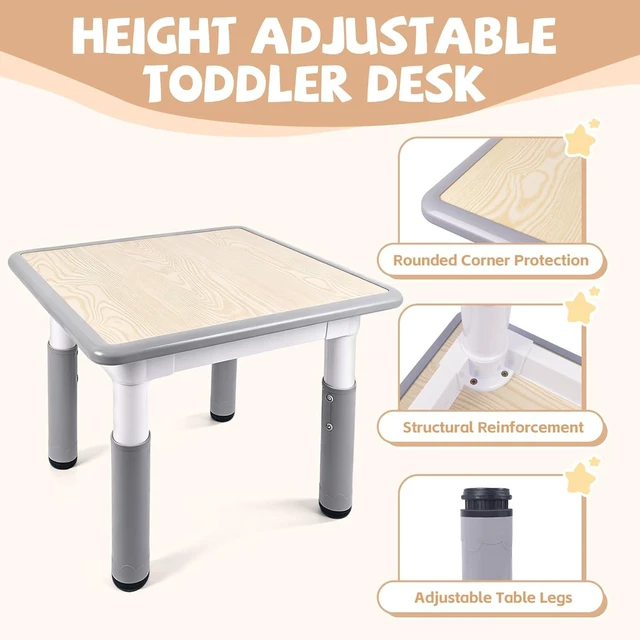 Alt view image 2 of 7 - Toddler Table and Chair Set, Graffiti Tabletop, 2 Chairs, Grey