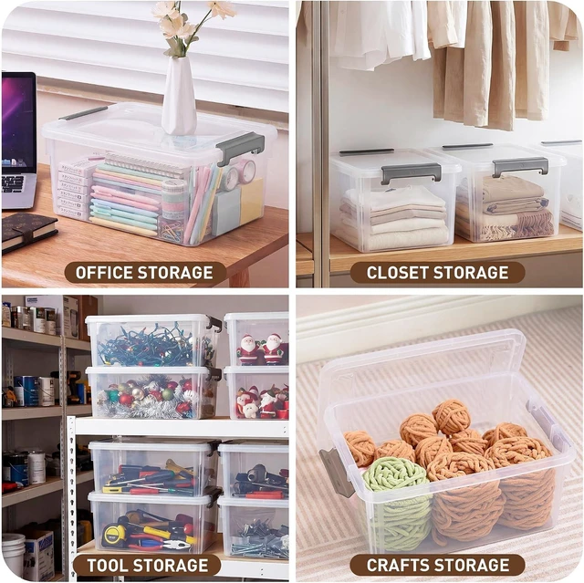 Alt view image 5 of 7 - 6 Packs 17 QT Plastic Storage Bins with Lids Large Stackable Storage Containers for Organizing Clear Storage Box for Garage, Closet, Classroom, Kitchen