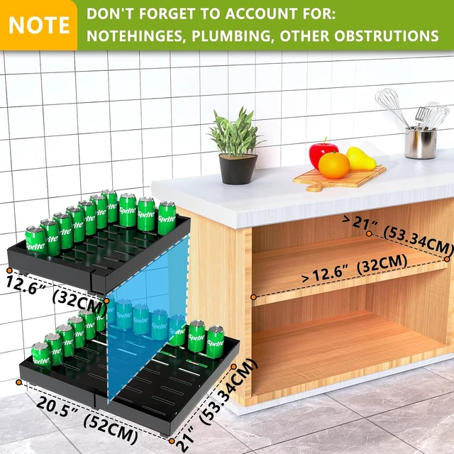 Alt view image 6 of 6 - 2 Pack Pull Out Cabinet Organizer,21" Deep Slide Out Drawer Organizers,No Drill Pull Out Drawers Adhesive with Nano Compatible Framed Cabinets Shelves for Kitchen Pantry Adjustable Width
