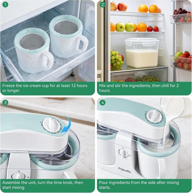 Alt view image 4 of 7 - Home Swirl Ice Cream Maker Machine with 2 Ice Cream Cup,0.9 quarts