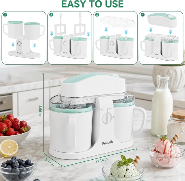 Alt view image 7 of 7 - Home Swirl Ice Cream Maker Machine with 2 Ice Cream Cup,0.9 quarts
