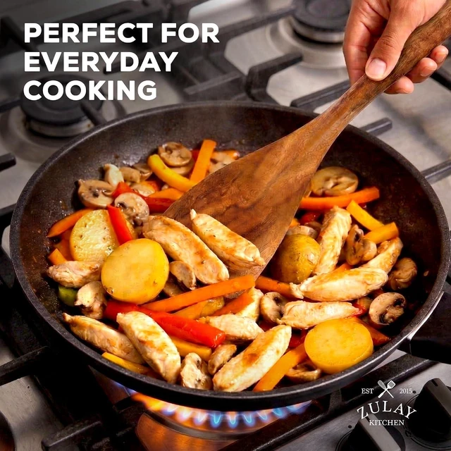 Alt view image 6 of 7 - 9-Piece Teak Wood Cooking Utensil Set Non-Toxic & Non-Stick Safe Wooden Spoons & Kitchen Tools with Comfortable Grip, Smooth Finish Natural Teak Perfect Kitchen Gift Set