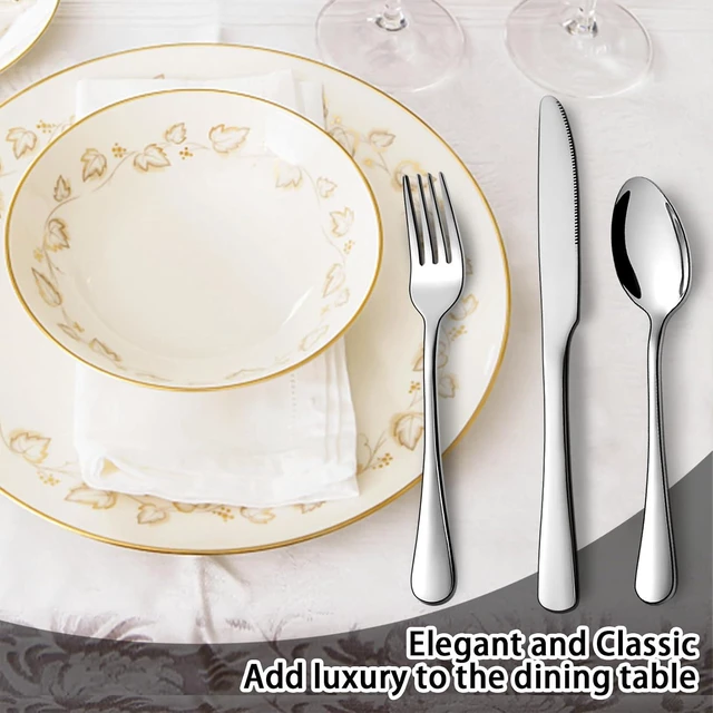 Alt view image 6 of 7 - Stainless Steel Flatware Set - Forks, Knives, and Spoons for Home and Restaurant Kitchen - Rust Resistant Cutlery Utensils (160, Silver)