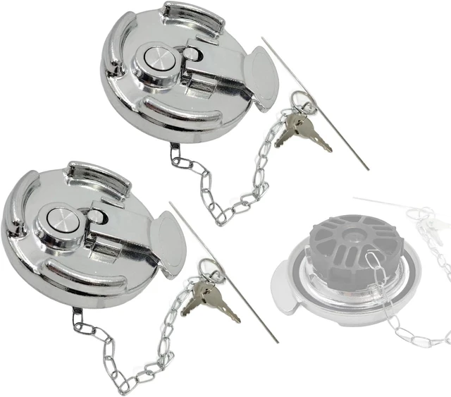 Main image of 2Pcs 11-04859-100 4" Locking Diesel Fuel Cap, Lever-Style Aluminum Fuel Tank Cap with Key Fit for 1972-2017 Peterbilt 330, 379, 389, 579, 587 Trucks, OE# 11-04859-200, 572.1015, 600212