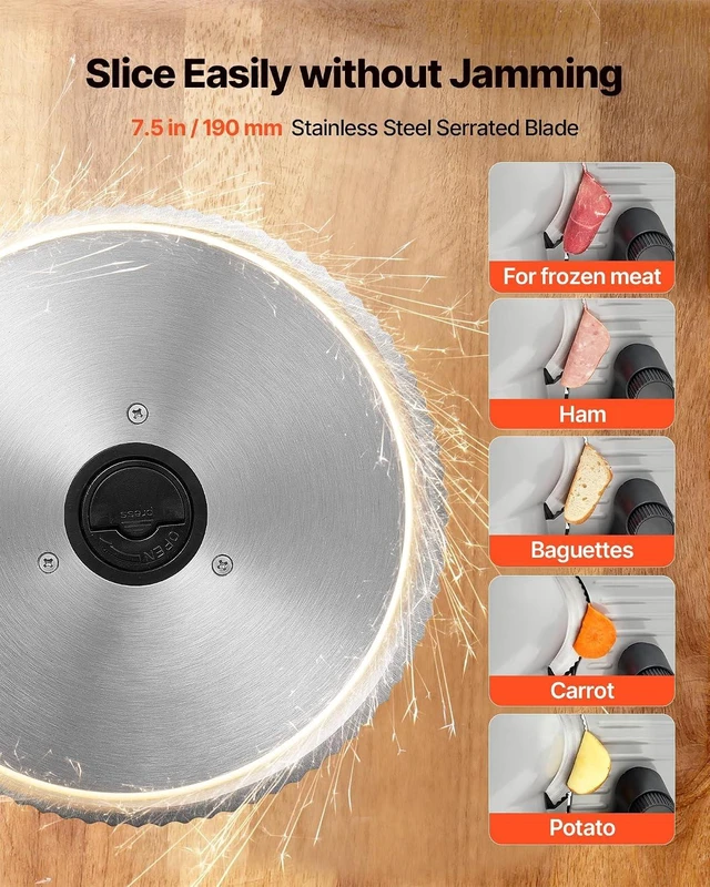 Alt view image 3 of 7 - Meat Slicer, 7.5" Electric Deli Slicer with SUS420 Blade