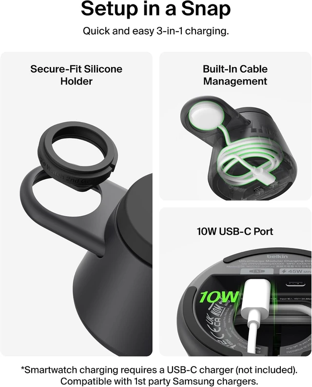 Alt view image 3 of 7 - Qi2.2 25W Magnetic Wireless Charging Station, 3 in 1 Charger