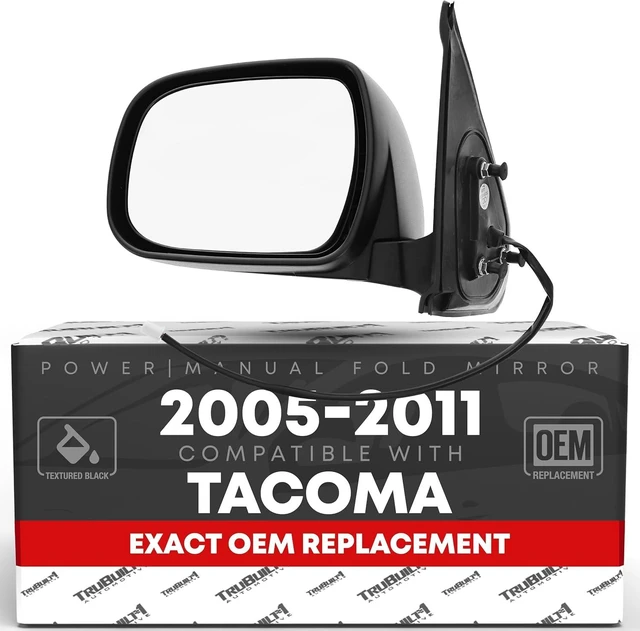 Main image of Driver Side Mirror Replacement - Compatible with 2005-2011 Toyota Tacoma - Powered Adjustment, Manual Folding, Flat Glass - Textured Black, 5H3P - OEM 87940-04180, TO1320256