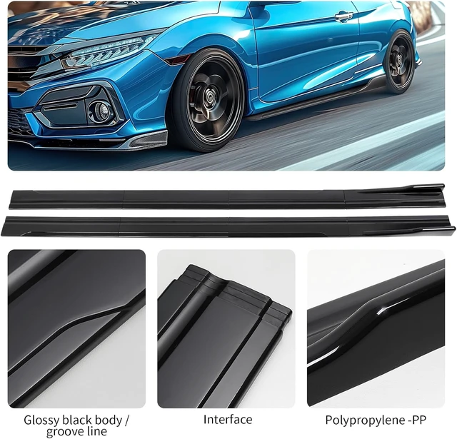 Alt view image 4 of 7 - 2PCS Universal Car Side Skirts, 86.6" Side Skirts Splitter Lip
