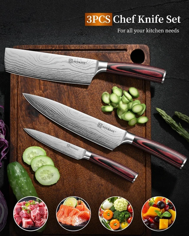 Alt view image 6 of 7 - 3 Pieces Kitchen Knife Set, Professional Ultra Sharp Chef Knife Set
