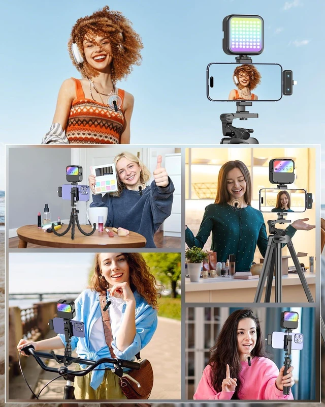 Alt view image 6 of 7 - Vlogging Kit for iPhone/Android, YouTube Starter Kit with Wireless Microphone/Camera Tripod/Flexible Tripod/RGB Fill Light, Content Creator Essentials Kits for TikTok Vlog Video Recording