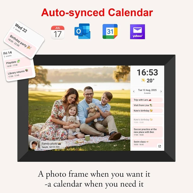 Alt view image 4 of 7 - Frameo 10.1 Inch WiFi Digital Photo Frame, 32GB Digital Picture Frame with 1280x800 IPS HD Touch Screen, Auto-Rotate Wall Mount, Easy Share Photos/Videos from Phone - Gifts for Mom