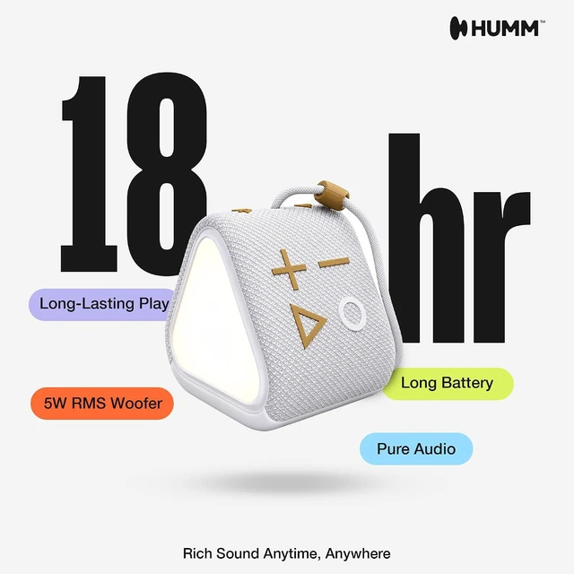 Alt view image 4 of 7 - HUMM GLO Compact Waterproof & Dustproof Portable Bluetooth Speaker, Black