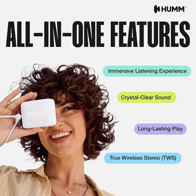 Alt view image 5 of 7 - HUMM GLO Compact Waterproof & Dustproof Portable Bluetooth Speaker, Black