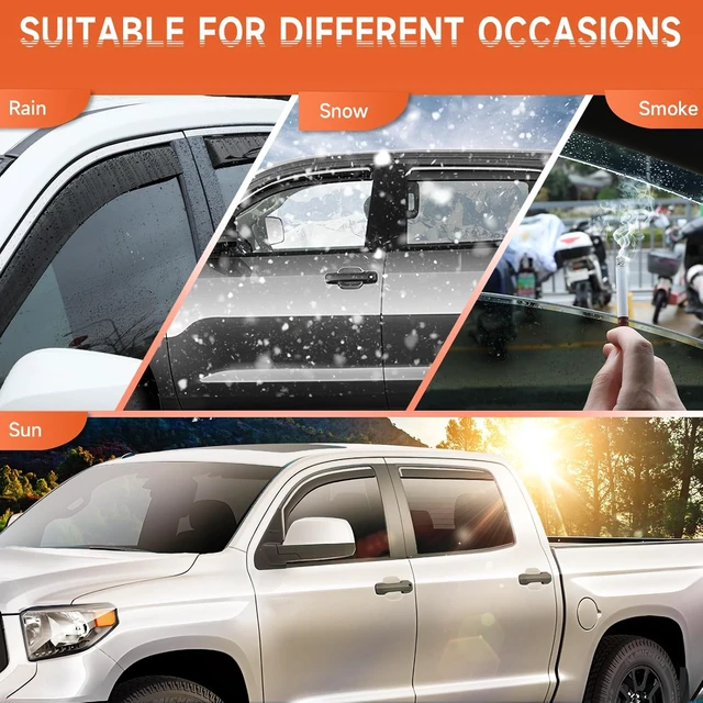 Alt view image 4 of 7 - in-Channel Rain Guards Fit for Toyota Tundra CrewCab 2007-2021, 4PCS
