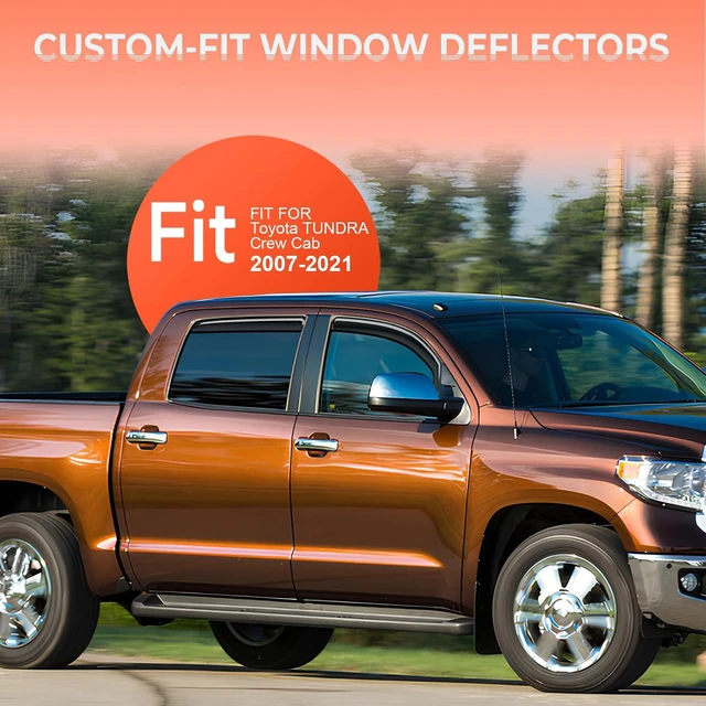 Alt view image 2 of 7 - in-Channel Rain Guards Fit for Toyota Tundra CrewCab 2007-2021, 4PCS